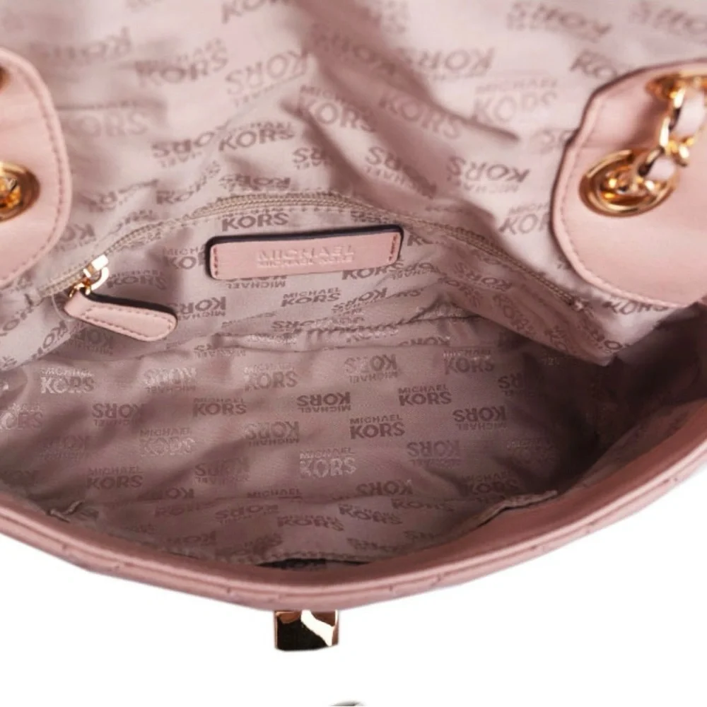 🔥 Michael Kors Leather MD Shoulder Flap Oyster Color - Picture 7 of 13